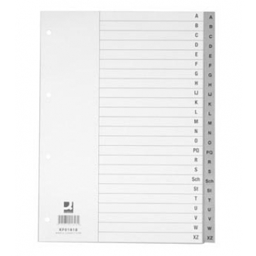 Q-Connect alfabetische tabbladen, A4, PP, met indexblad, 24 tabs, grijs