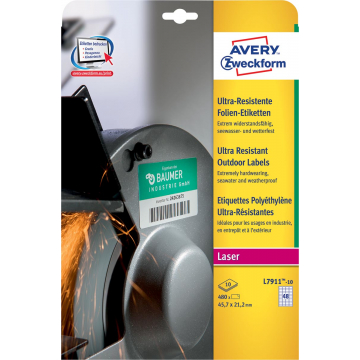 Avery ultra resistente etiketten voor buiten ft 45,7 x 21,2 mm (b x h), doos van 480 etiketten