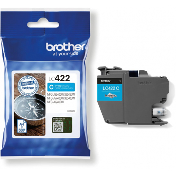 Brother inktcartridge, 550 pagina's, OEM LC-422C, cyaan