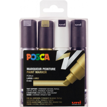 Posca paintmarker PC-8K, set van 4 stuks, assorti