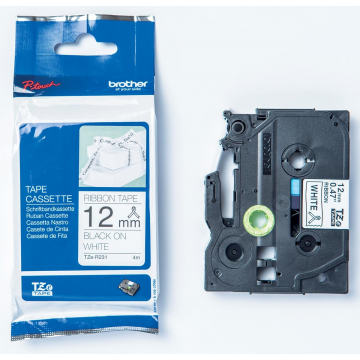 Brother TZe tape voor P-Touch 12 mm, zwart op wit