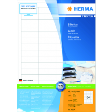 Etiket HERMA 4607 48.3x16.9mm premium wit 12800stuks