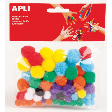 Apli pompons, blister met 78 stuks in geassorteerde kleuren