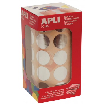 Apli Kids stickers op rol, cirkel diameter 20 mm, 1770 stuks, metallic zilver