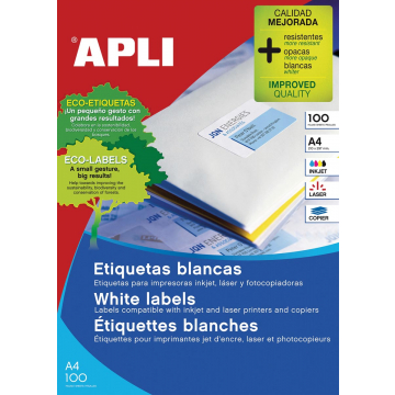 Apli witte etiketten ft 70 x 25,4 mm (b x h), 3.300 stuks, 33 per blad (1270)