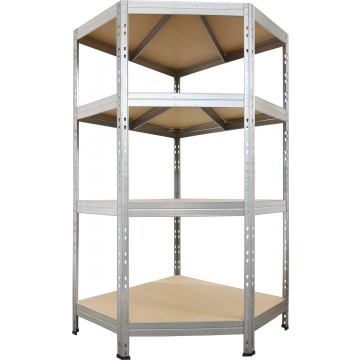 AR Shelving rek Corner Rivet, ft 180 x 90 x 90 x 45 cm, 4 legborden uit HDF, gegalvaniseerd