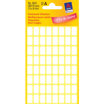 Avery Witte etiketten ft 13 x 8 mm (b x h), 384 stuks