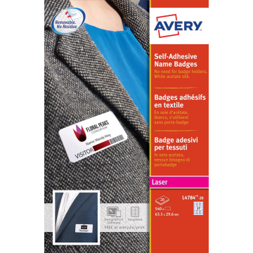 AVERY Zelfklevende badge ft 63,5 x 29,6 mm, doos van 540 stuks, wit