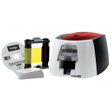 BADGY Badgeprinter Badgy Plastic kaart printer badgy200, 1 kleur lint voor 100 prints, 100 dikke blanc...