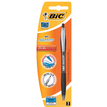 Bic balpen Atlantis Soft 1 mm, zwart, op blister