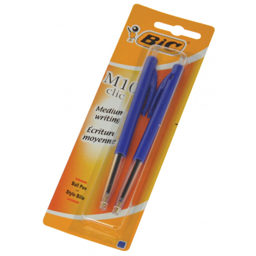 Bic balpen M10 Clic op blister, medium punt, blauw