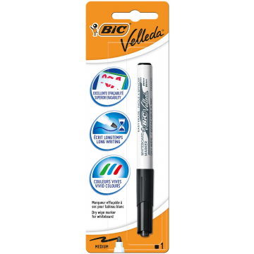 Bic Velleda whiteboardmarker 1741, zwart, op blister