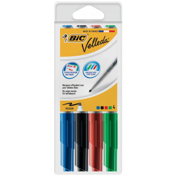 Bic whiteboardmarker Velleda 1741 etui van 4 stuks in geassorteerde kleuren