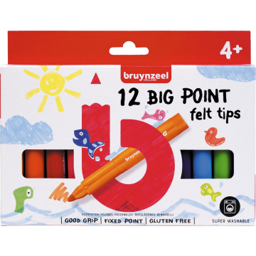 Bruynzeel Kids viltstiften Big Point, set van 12 stuks, assorti