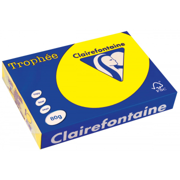 Clairefontaine Trophée Intens A4 fluo geel, 80 g, 500 vel