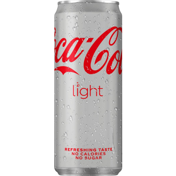 Coca-Cola Light frisdrank, sleek blik van 33 cl, pak van 24 stuks