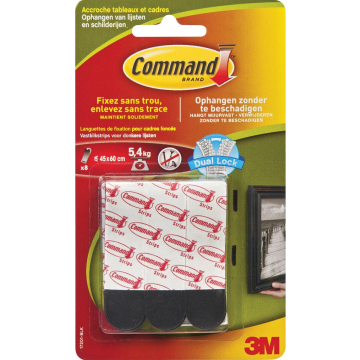 Command fotolijststrip, medium, draagvermogen 5,4 kg, zwart, blister van 8 stuks