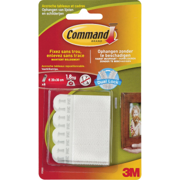 Command fotolijststrip, small, draagvermogen 1,8 kg, wit, blister van 8 stuks