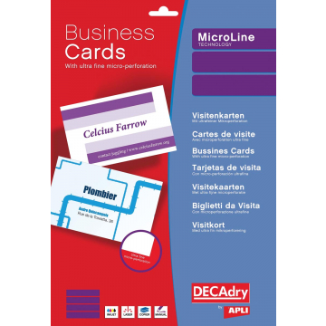 Decadry visitekaarten MicroLine ft 85 x 54 mm, 185 g/m², 500 kaartjes