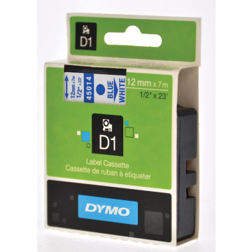 Dymo D1 tape 12 mm, blauw op wit