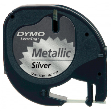Dymo LetraTAG tape 12 mm, metallic zilver