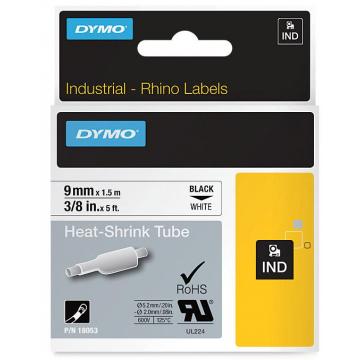 Dymo RHINO vinyltape 19 mm, zwart op wit