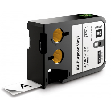 Dymo XTL tapes ft 19 mm, zwart op wit, vinyl