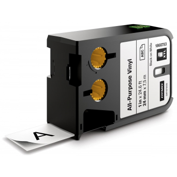 Dymo XTL tapes ft 24 mm, zwart op wit, vinyl