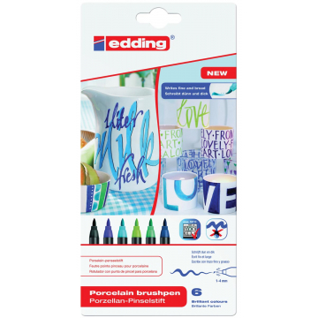 Edding brushpen Porcelein Cool, assortiment, set van 6