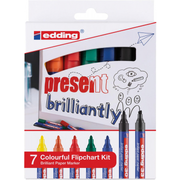 Edding Merkstift brilliant paper marker e-30 en e-33, blister met 7 stuks in geassorteerde kleuren