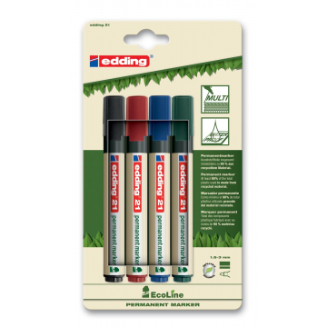 Edding permanent marker Ecoline e-21 set van 4 stuks in geassorteerde kleuren