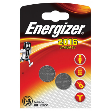 Energizer knoopcel CR2016, blister van 2 stuks