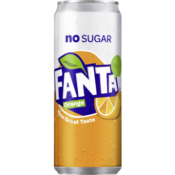 Fanta Zero Orange frisdrank, sleek blik van 33 cl, pak van 24 stuks