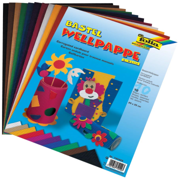 Folia golfkarton ft 25 x 35 cm, 10 geassorteerde kleuren