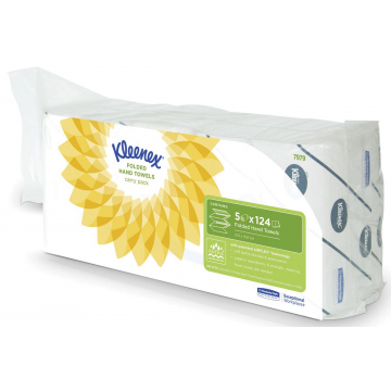 Kleenex papieren handdoeken Ultra, intergevouwen, 2-laags, 124 vellen, pak van 5 stuks