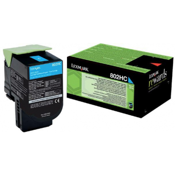 Lexmark Return Program toner 802, 3.000 pagina's, OEM 80C2HC0, cyaan