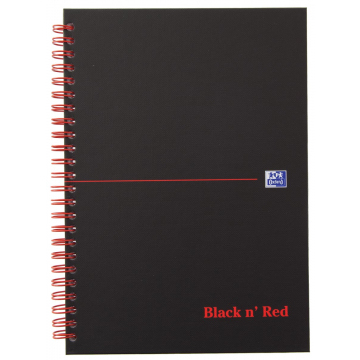 Oxford BLACK N' RED spiraalblok karton, 140 bladzijden ft A5, geruit 5 mm