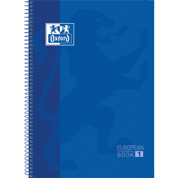 Oxford School Classic Europeanbook spiraalblok, ft A4+, 160 bladzijden, geruit 5 mm, donkerblauw