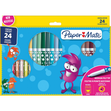 Paper Mate uitwasbare viltstift, blister van 24 stuks