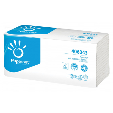 Papernet papieren handdoeken Special, V-vouw, 2-laags, 250 vellen, extra wit