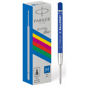 Parker ECO balpen navulling, medium, blauw, 20 stuks