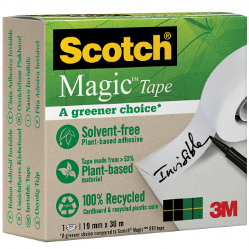 Plakband Magic Tape "A greener choice" ft 19 mm x 30 m, doos met 1 rolletje