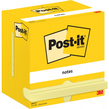 Post-It Notes, 100 vel, ft 76 x 127 mm, geel, pak van 12 blokken