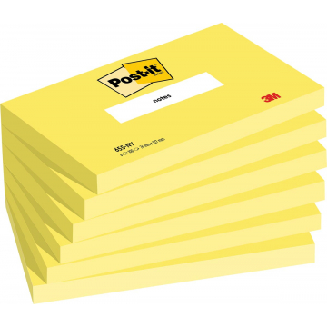 Post-it Notes, 100 vel, ft 76 x 127 mm, pak van 6 blokken, neongeel