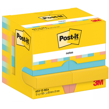 Post-It Notes Beachside, 100 vel, ft 38 x 51 mm, pak van 12 blokken