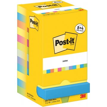 Post-It Notes Energetic, 100 vel, ft 76 x 76 mm, 8 + 4 GRATIS