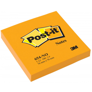 Post-it Notes, ft 76 x 76 mm, neonoranje, blok van 100 vel