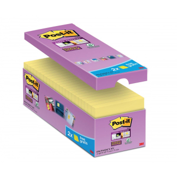 Post-it Super Sticky notes, ft 76 x 76 mm, geel, 90 vel, pak van 14 + 2 gratis