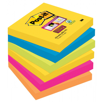 Post-it Super Sticky notes Rio, ft 76 x 76 mm, 90 vel, pak van 6 blokken