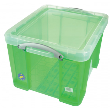Really Useful Box 35 liter, transparant groen
